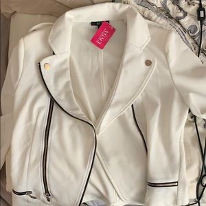 Cropped White Moto Jacket